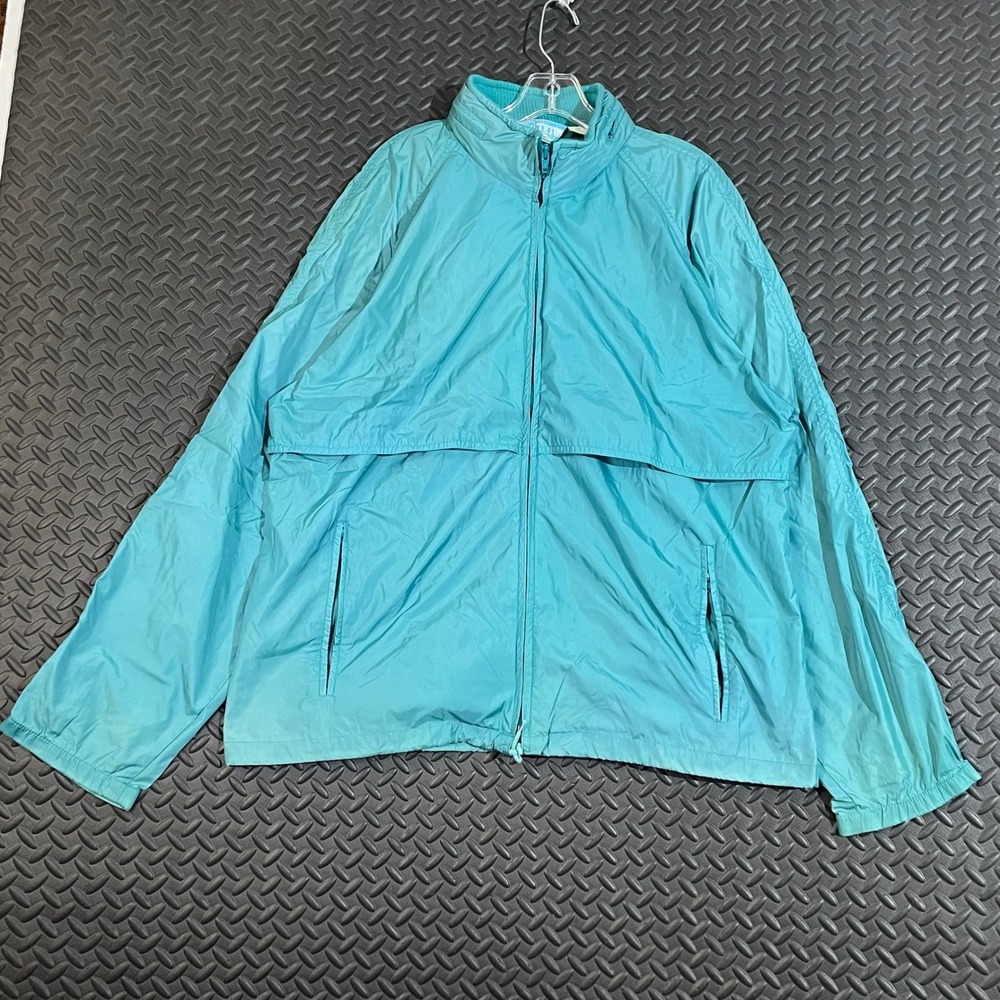 Vintage Woolrich Windbreaker Jacket Mens L Teal Green Nylon Zip Hood Teton Group